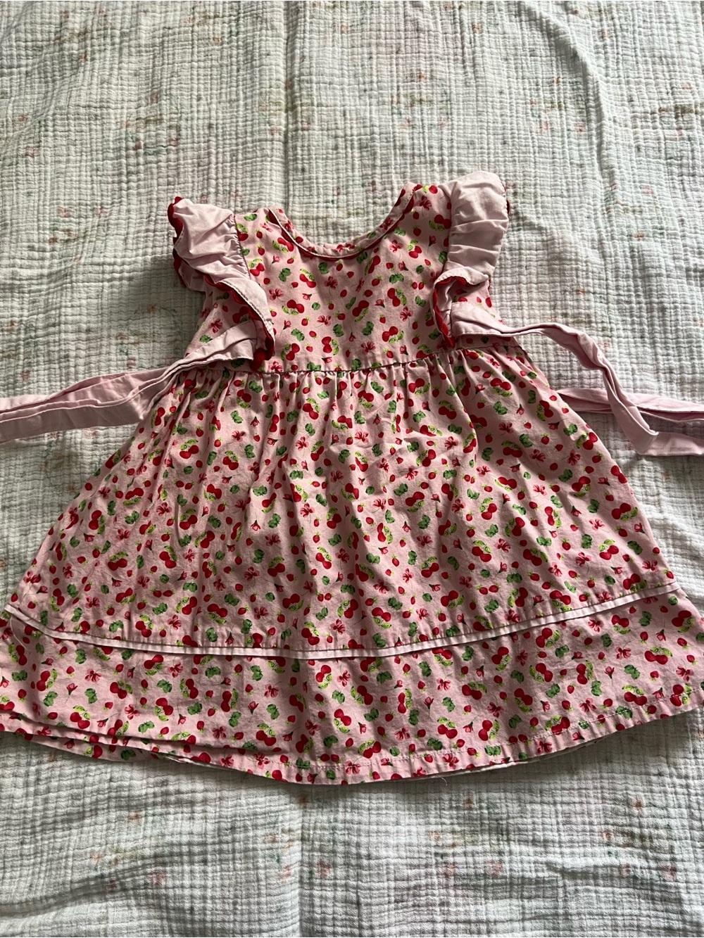 Edgehill Collection Pink Cherry-Print Ruffle Dress